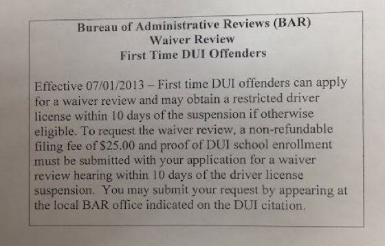 Waiver Review - First Time DUI Offenders