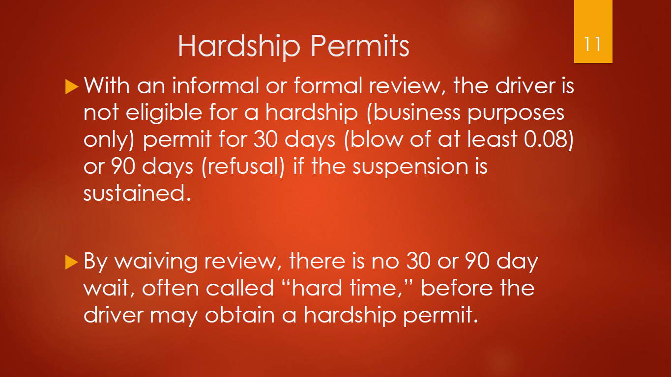 11-hardship-permits-after-30-or-90-days-after-informal-or-formal-review-hearing