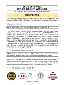 implied consent urine test request in a DUI