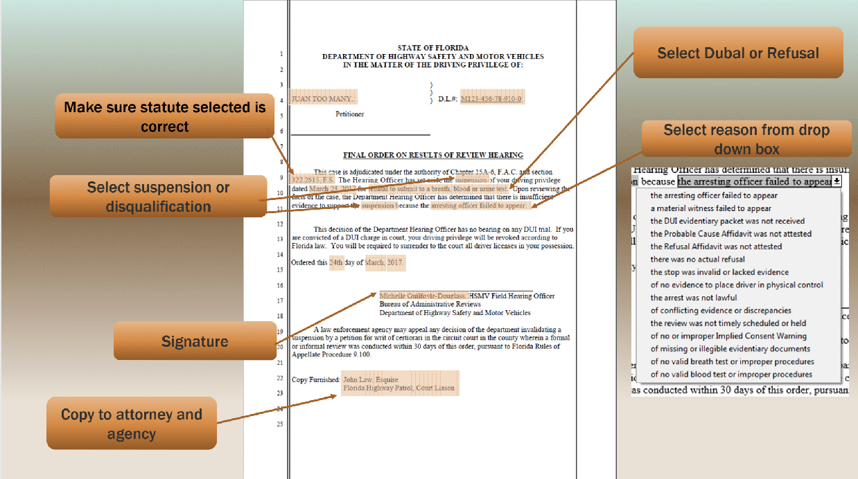 invalidating formal review hearing driver license suspension dui Florida